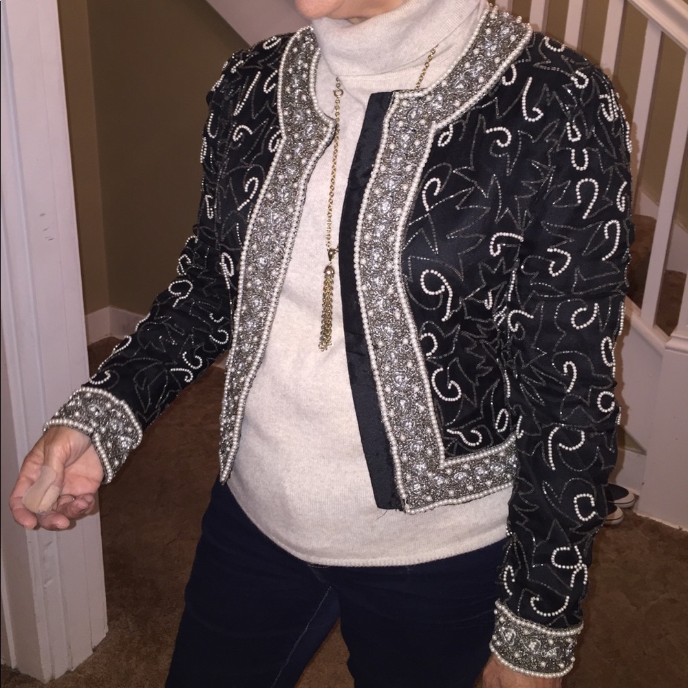 Laurence Kazar vintage beaded cropped jacket